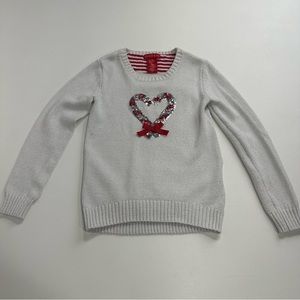 Jingles & Joy Girls Metallic Knit Sequins Candy Cane Holiday Sweater Size 6x